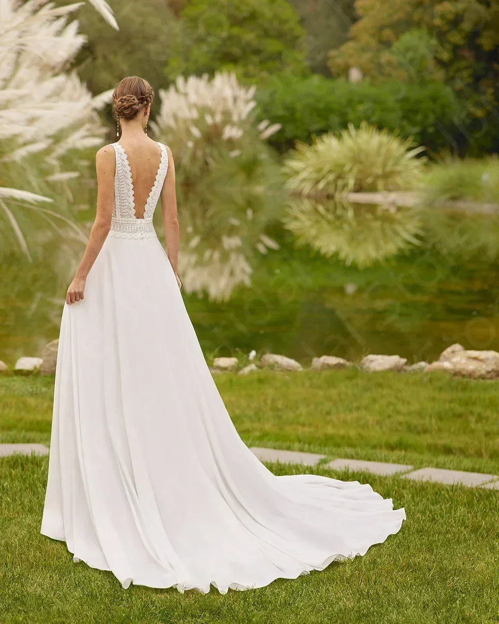 Beach Wedding Dress 2024 - Boho Lace Backless Gown Customizable