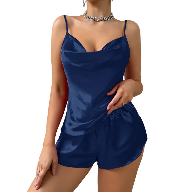 Luxury Silk Women Sleepwear Two-piece Set