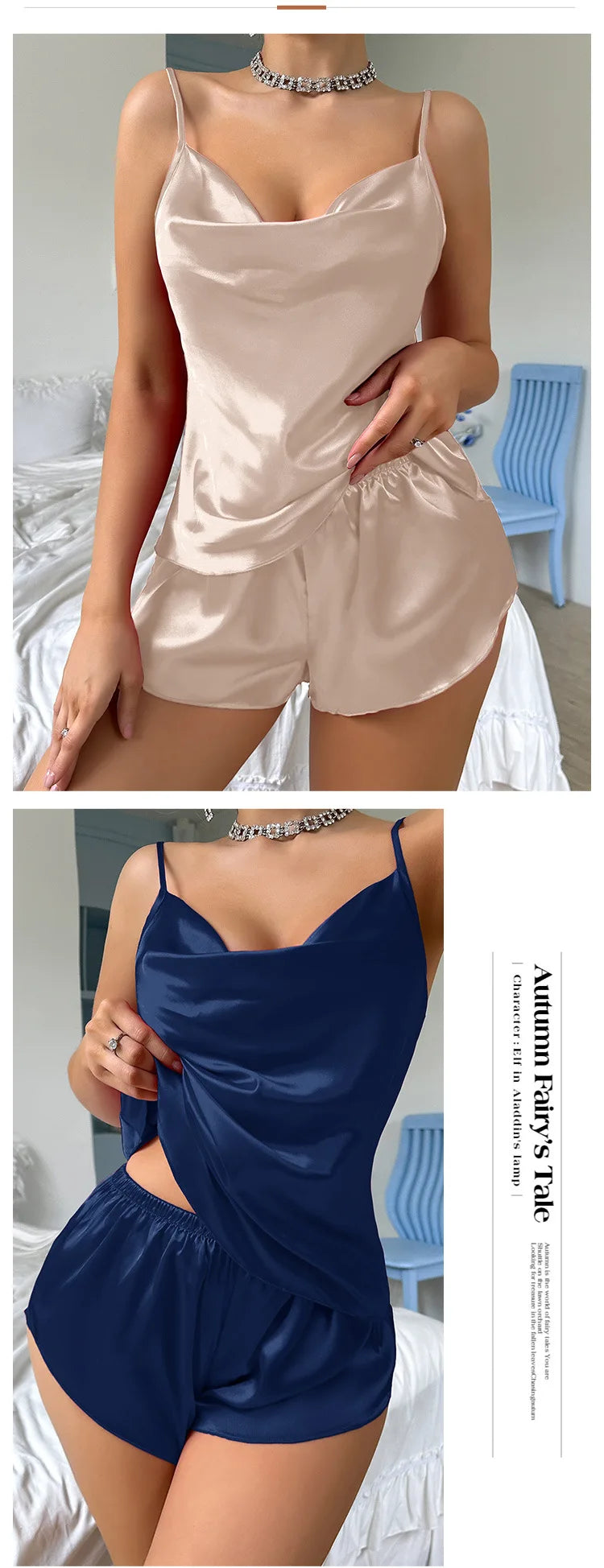 Luxury Silk Women Sleepwear Two-piece Set