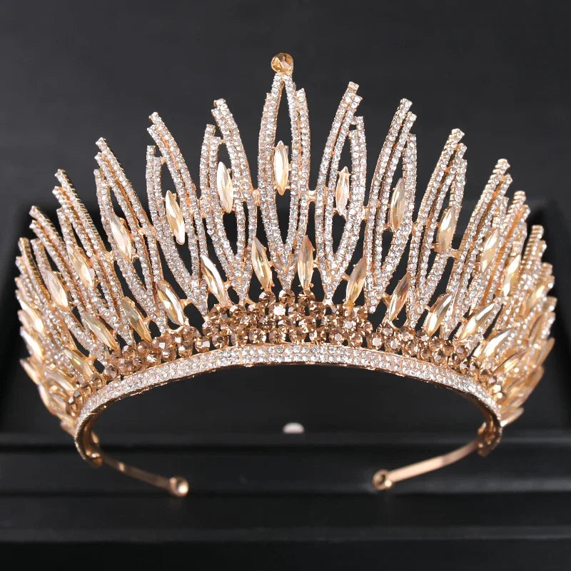 Gold Color Luxury Crystal Wedding Tiaras Crowns Party Rhinestone Prom Bridal Diadem Crown Tiara Hair Jewelry