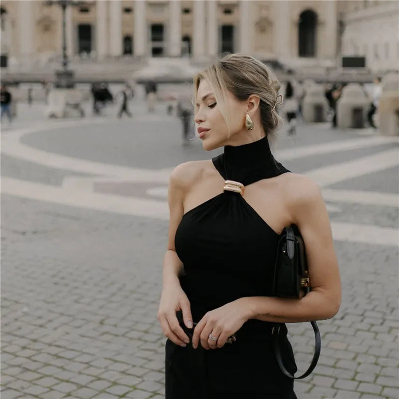 Turtleneck Basic Knit Women Tank Tops