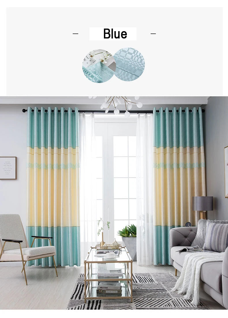 Dreamwood-Jacquard Polyester Curtain, Embroidered Double Craft Curtains, Striped Blackout, Bedroom, Living Room, New Luxury