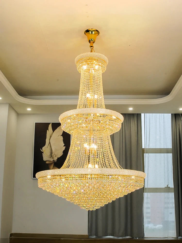 Luxury Staircase Living Room European-Style Large Chrome Chandelier
