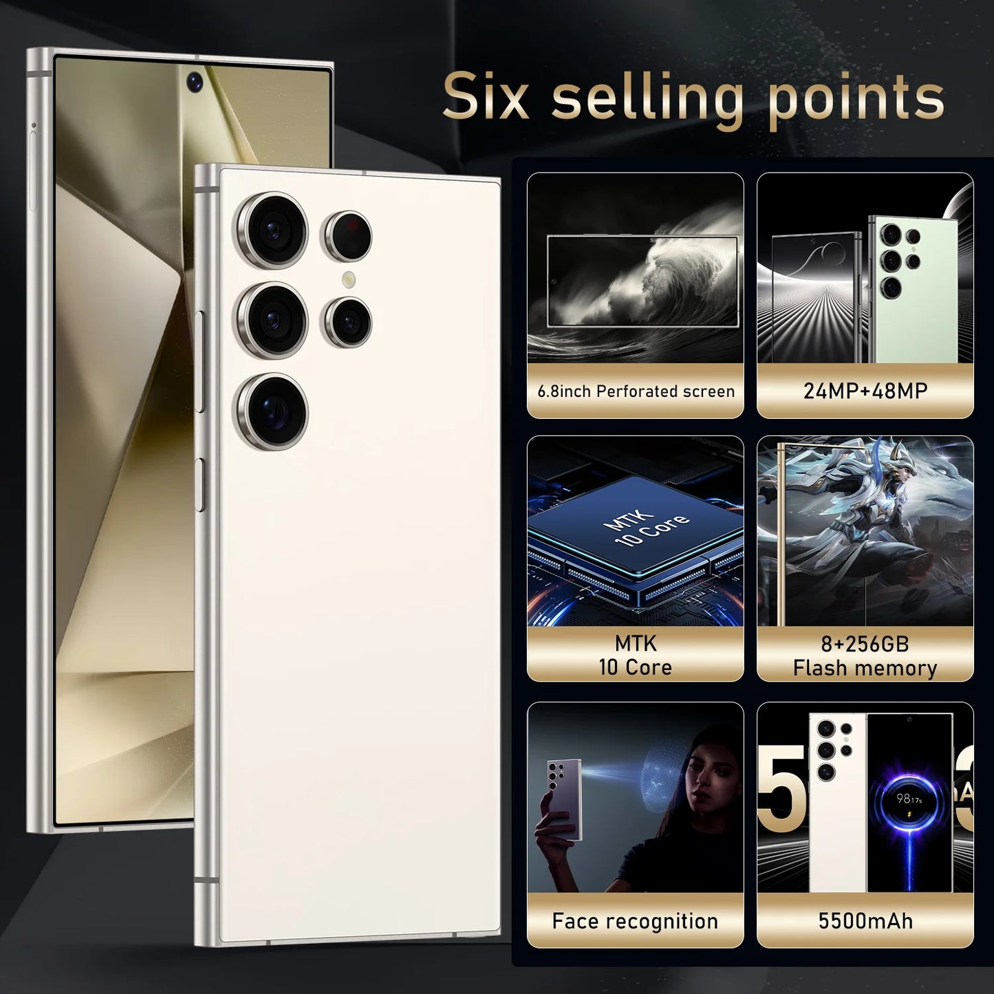 S24 Ultra,Smartphone Android,6.8 inch,8GB RAM,256GB,512GB 1TB ROM,Dual SIM,Mobile phone,Google Play Store,24+48MP,5500mAh