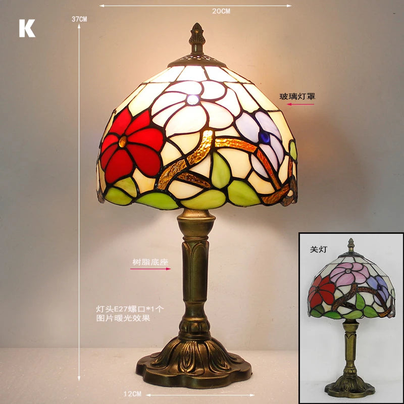 Mediterranean Baroque Retro Style Stained Colorful Handmade Glass Table Lamp E27