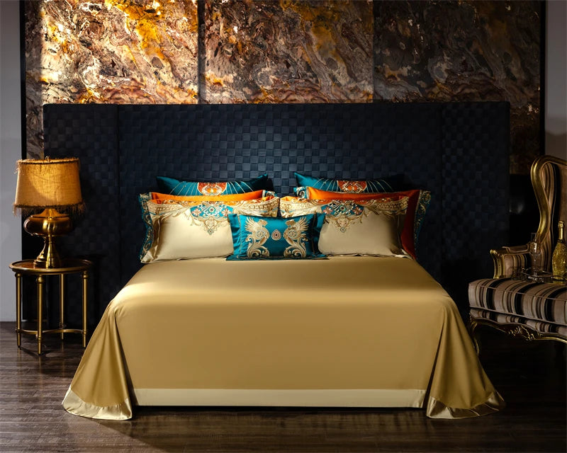 4/6/9Pcs Royal Gorgeous European Palace Embroidery Bedding Set Egyptian Cotton Duvet Cover Bed Sheet Pillowcases