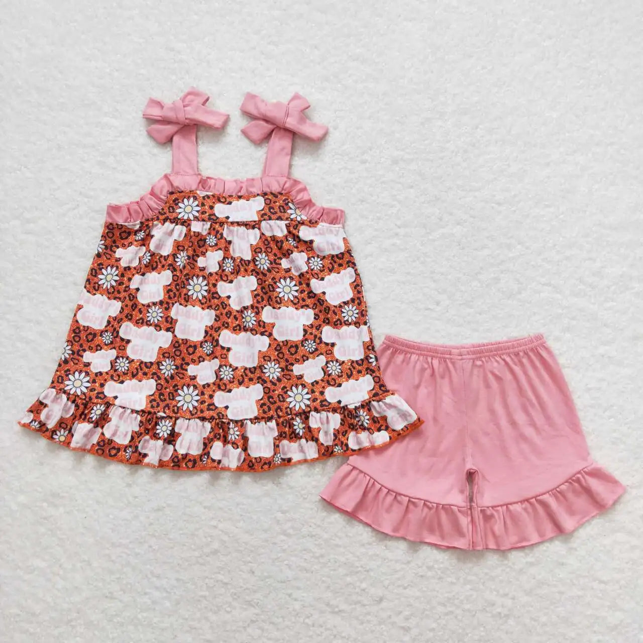 Baby girl summer shirt Short set embroidery farm tractor pink striped 3M-16T