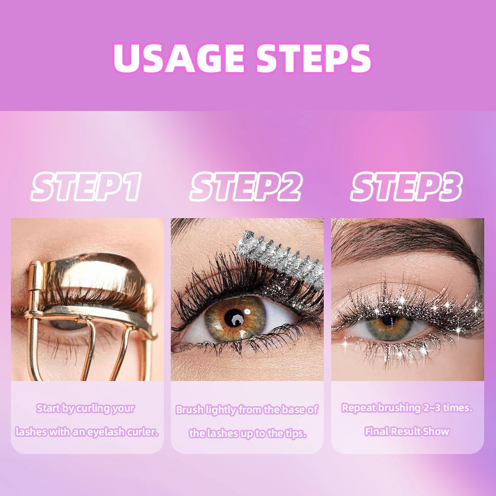 1 PC Shining Eyelashes Mascara Sweat Proof Glitter Quick Dry