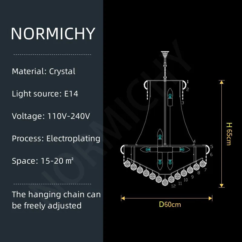 Luxury Staircase Living Room European-Style Large Chrome Chandelier