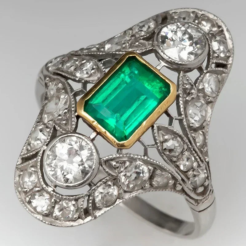 Luxury Fashion Green Zirconia Crystal Ring for Women