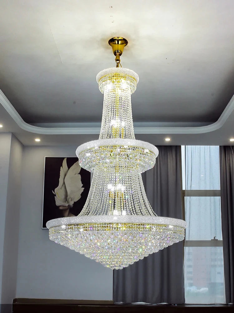 Luxury Staircase Living Room European-Style Large Chrome Chandelier