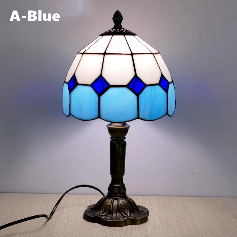 Mediterranean Baroque Retro Style Stained Colorful Handmade Glass Table Lamp E27