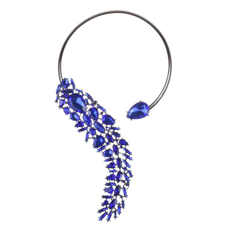 Baroque Open Choker Necklace Women Layered Crystal Tassel Large Collar Necklace Jewelry