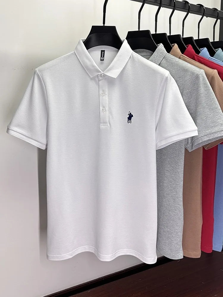 100% Cotton Breathable Short Sleeve Men's T-shirts Men Luxury Embroidery Relaxed POLO Shirt