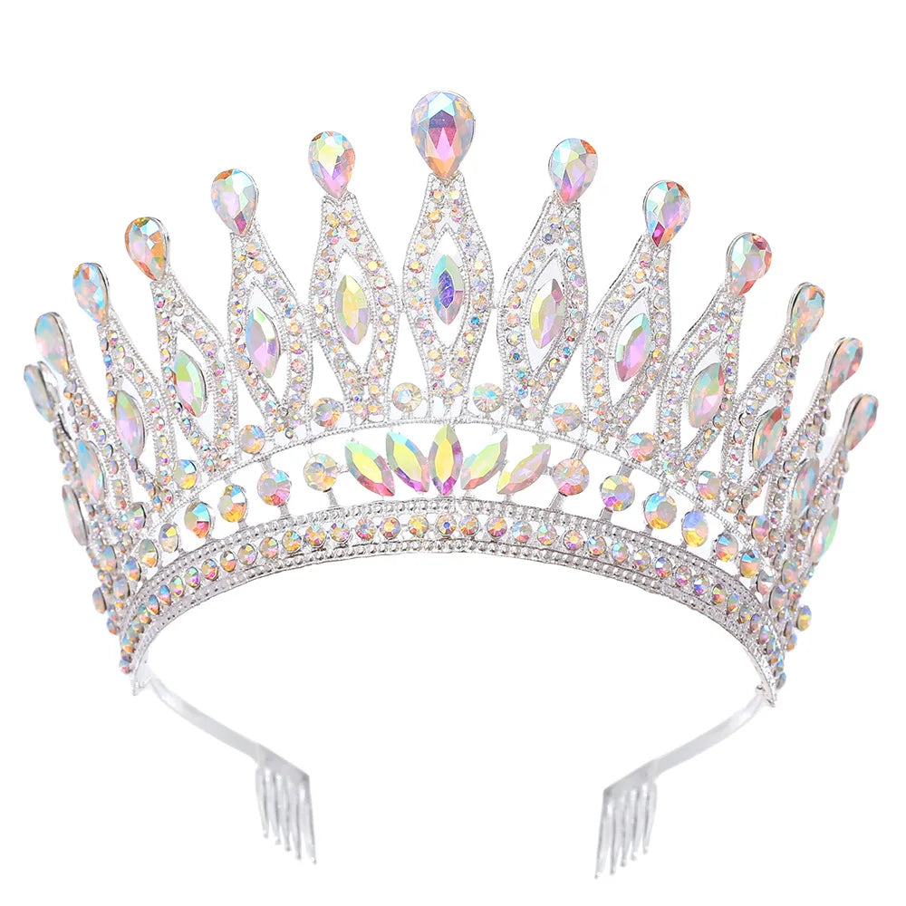 Baroque Large Crystal Crows Tiaras Diadem Comb For Bridal Wedding Party