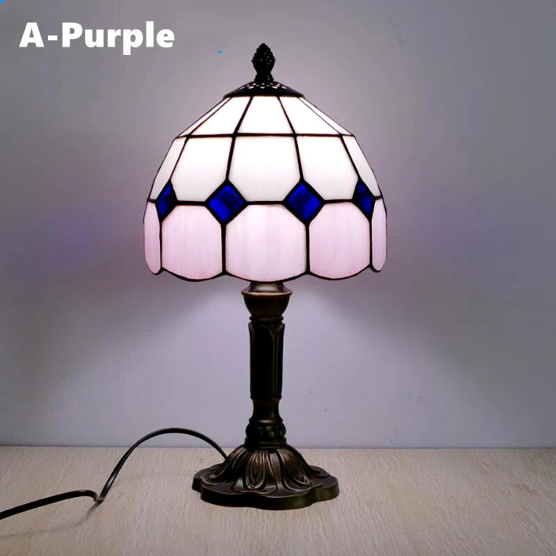 Mediterranean Baroque Retro Style Stained Colorful Handmade Glass Table Lamp E27