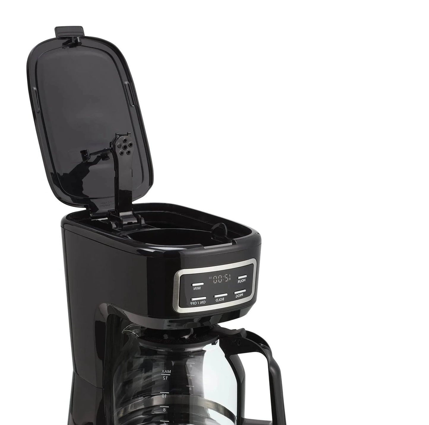 1.8L Black 12-Cup Programmable Drip Coffee Maker for Family or Parties