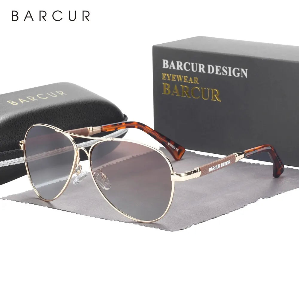 BARCUR Design Frame Sunglasses Polarized For Men Women Pilot Gradient Lens Eyewear Mirror Shades