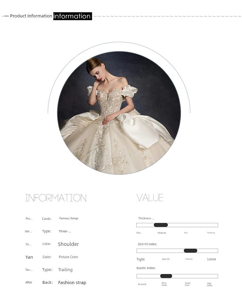 off-Shoulder French Royal Style Retro Wedding Dress