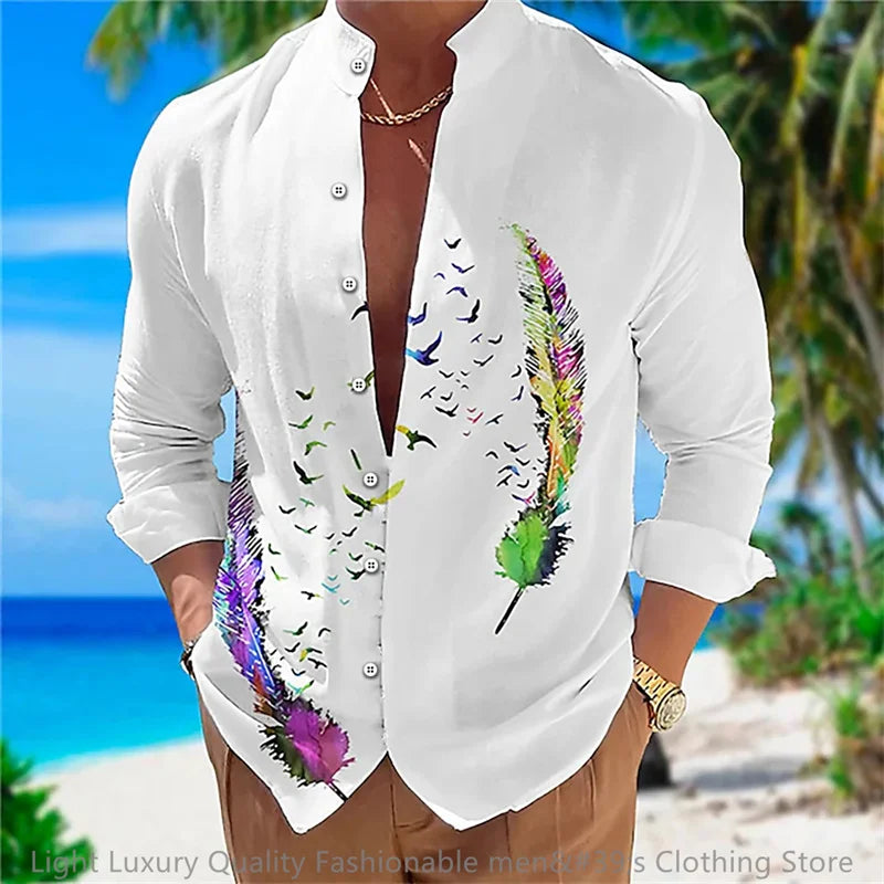 Men's Casual Soft Fabric Shirt Long-sleeved 3D printing XS-6XL