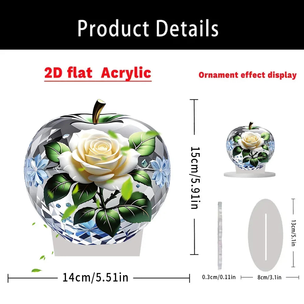 Acrylic Crystal Glass Apple Table Ornament Decoration