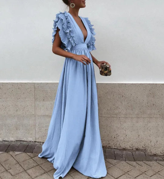 Elegant Sexy V-neck Backless Dress