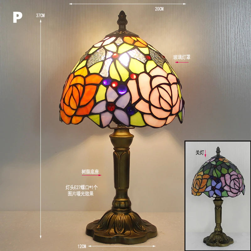 Mediterranean Baroque Retro Style Stained Colorful Handmade Glass Table Lamp E27