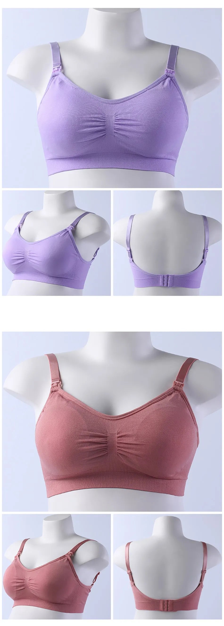 Breastfeeding Bra Upper Buckle Wirefree Seamless Postpartum Removable Chest Pad