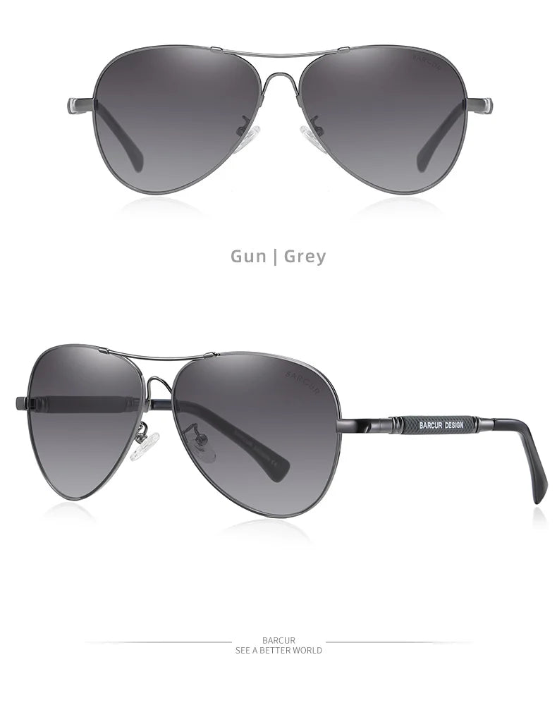 BARCUR Design Frame Sunglasses Polarized For Men Women Pilot Gradient Lens Eyewear Mirror Shades