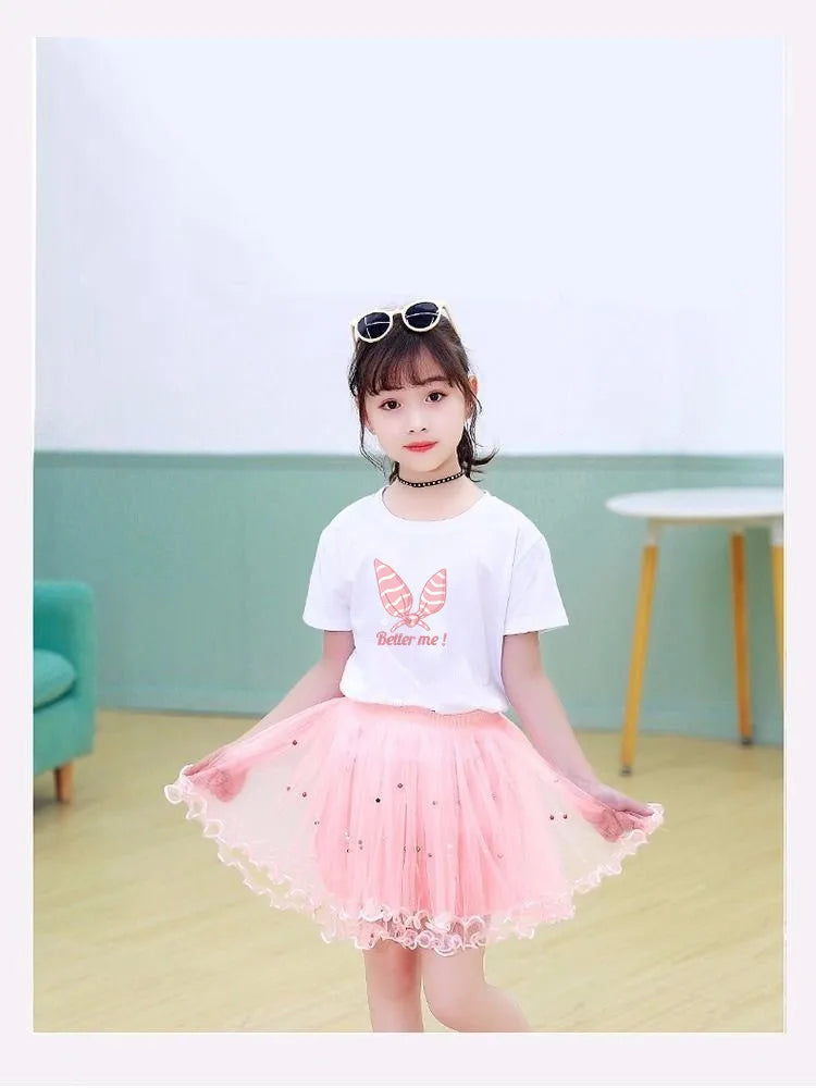 Girls Tutu Fluffy Princess Ballet Dance Tulle Mesh Skirt