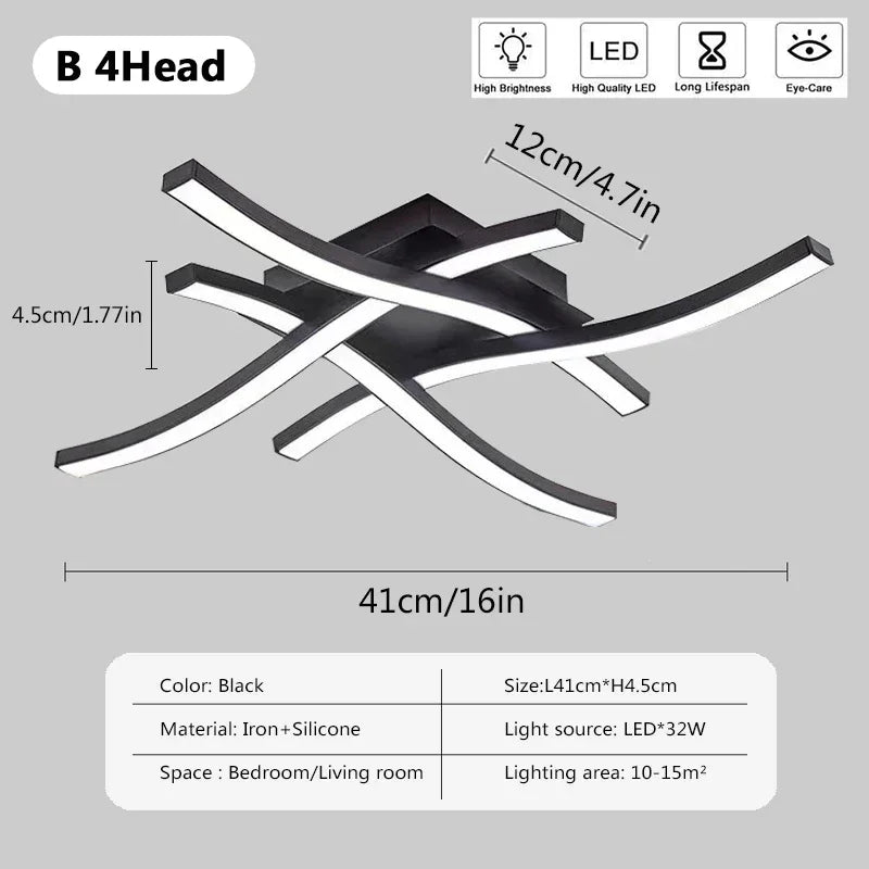 Modern LED Indoor Ceiling Light Long Wave Lamp Home Decoration