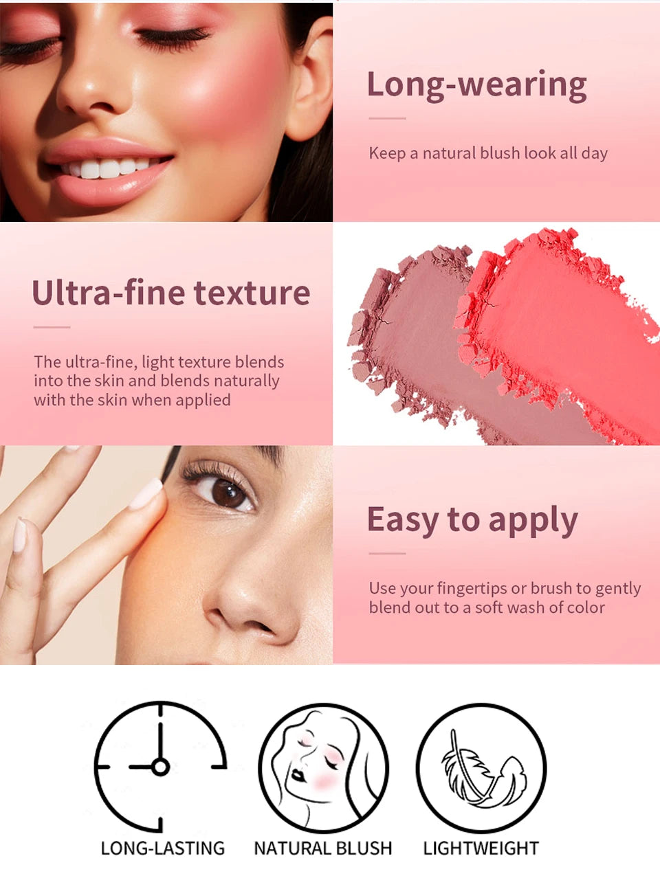 Soft Blusher Matte Natural Cheek Brighten Face Makeup