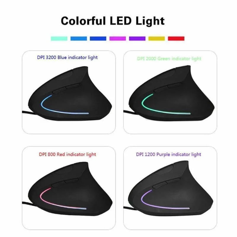 Wired Right Hand Vertical Gaming RGB Mouse