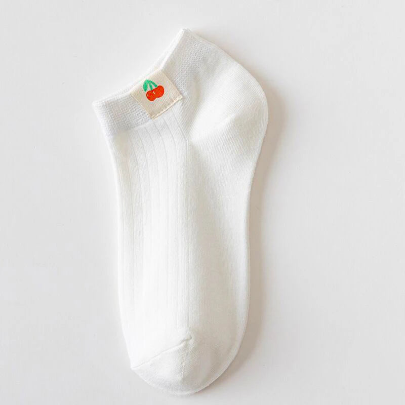 6 Pairs Women Cotton Breathable Short Socks Cartoon Fruit Sun Earth