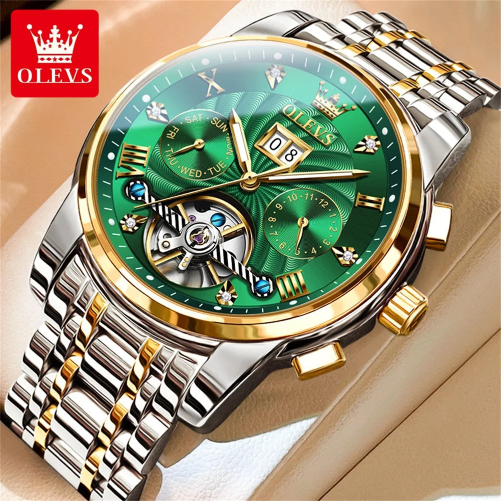 OLEVS Classic Men's Watch Tourbillon Multi-function Full Automatic Men Watch