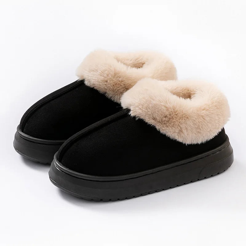 Women's Autumn Winter Cotton Slippers With Thick & Soft Soles Outdoor Indoor Wear, Comfortable Warm Anti-slip