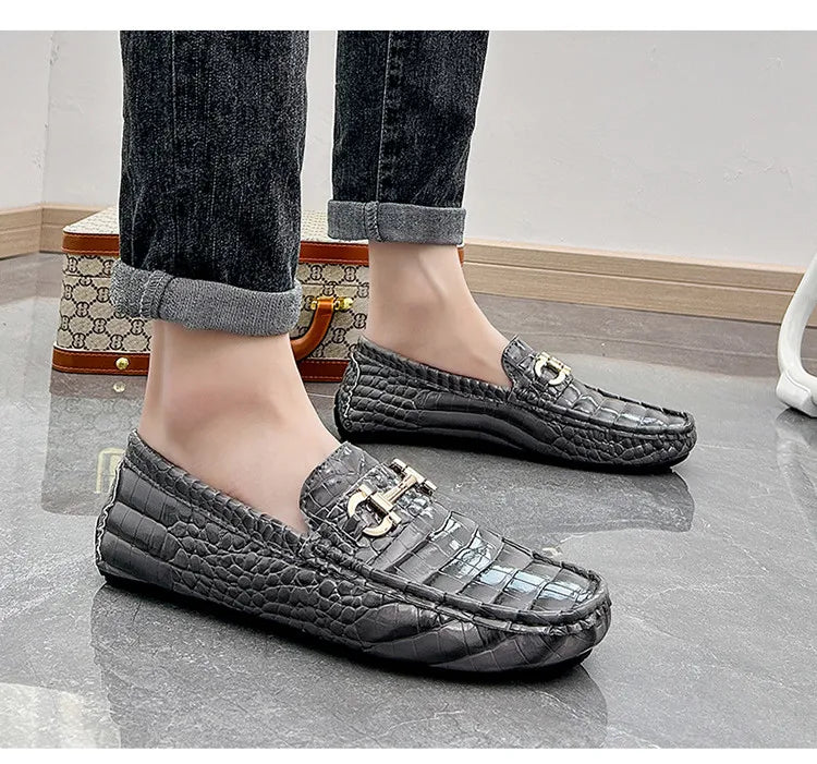 High Quality Luxury Green Snakeskin Leather Men Casual Comfort Lightweight Plus Size 48