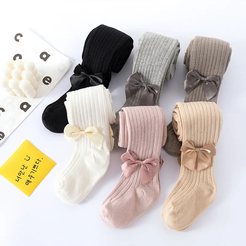 Girls Cotton Bowknot Tights Cute Princess Pantyhose