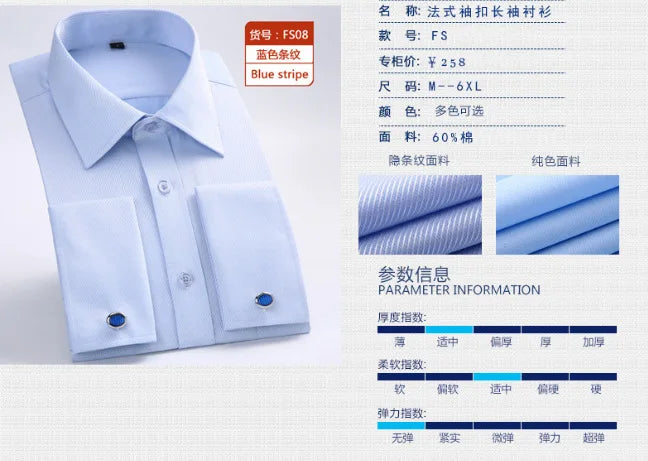 Men's Cotton No-Iron High Quality Breathable Long-sleeved Dress Shirt Spring/Summer Plus Size