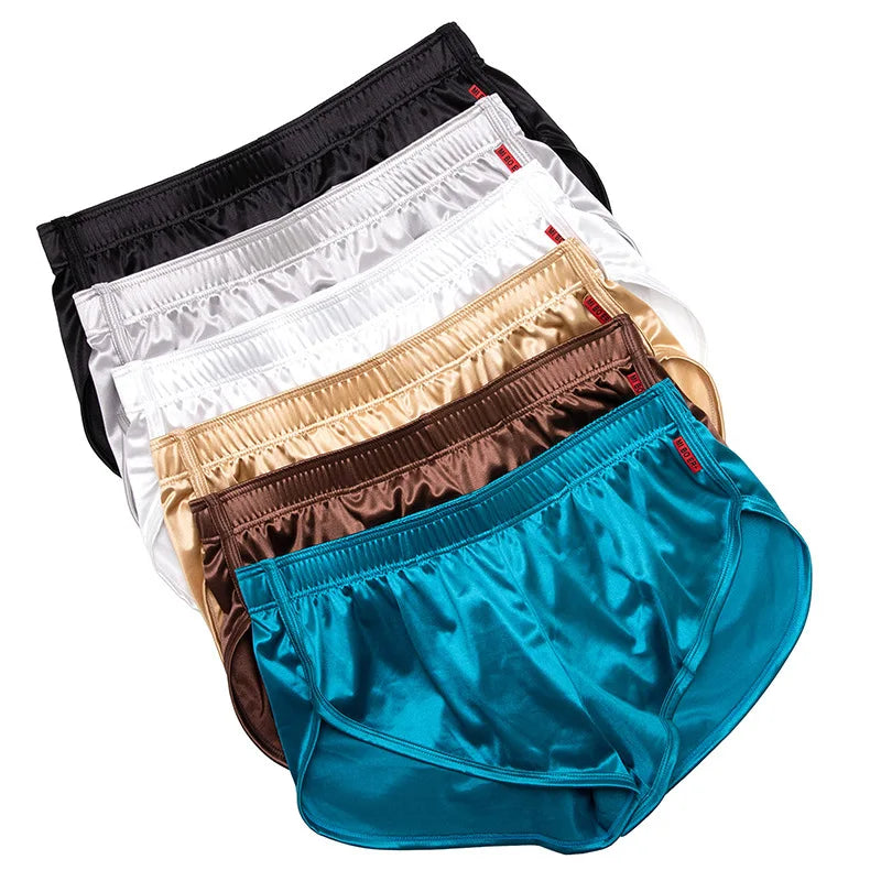 1 PCS Men's Sexy Pajamas Boxer Shorts Smooth Silk Underwear