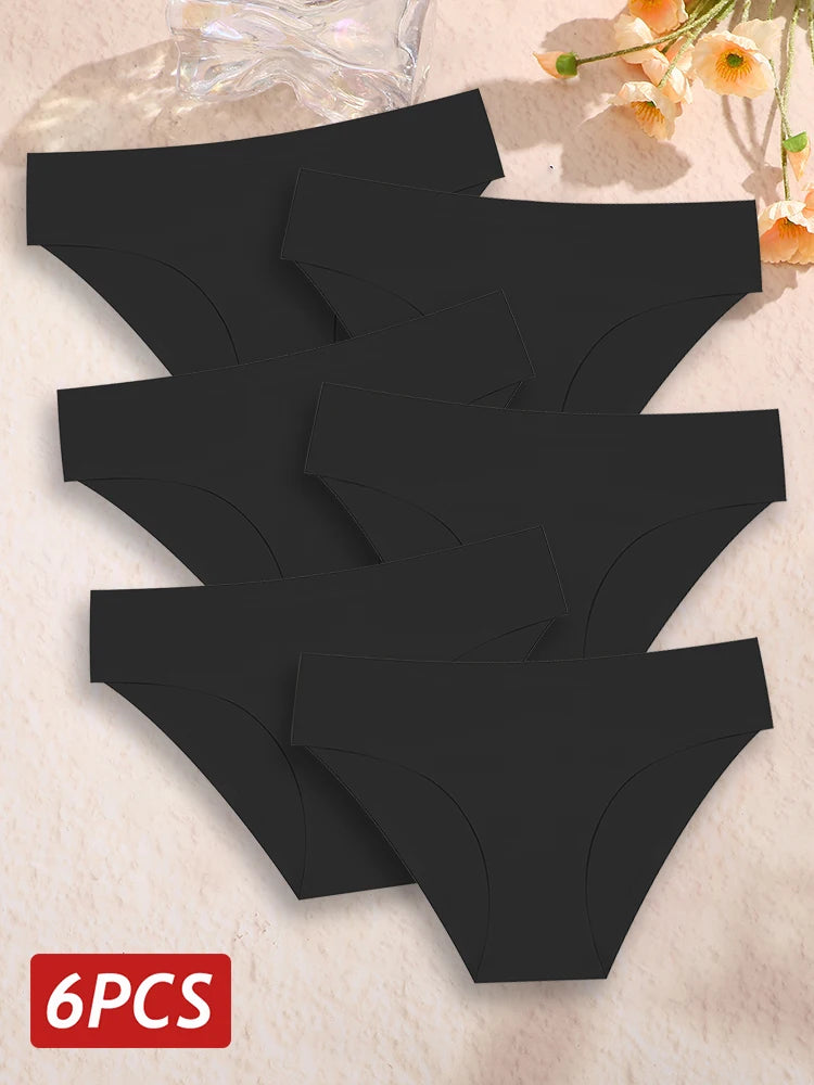 6PCS Women Seamless Panties Ice Silk Ultra Thin soft Low Rise