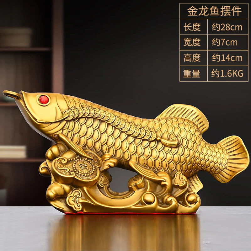 Solid Brass Fish Ornament Wealth Home Office Decor
