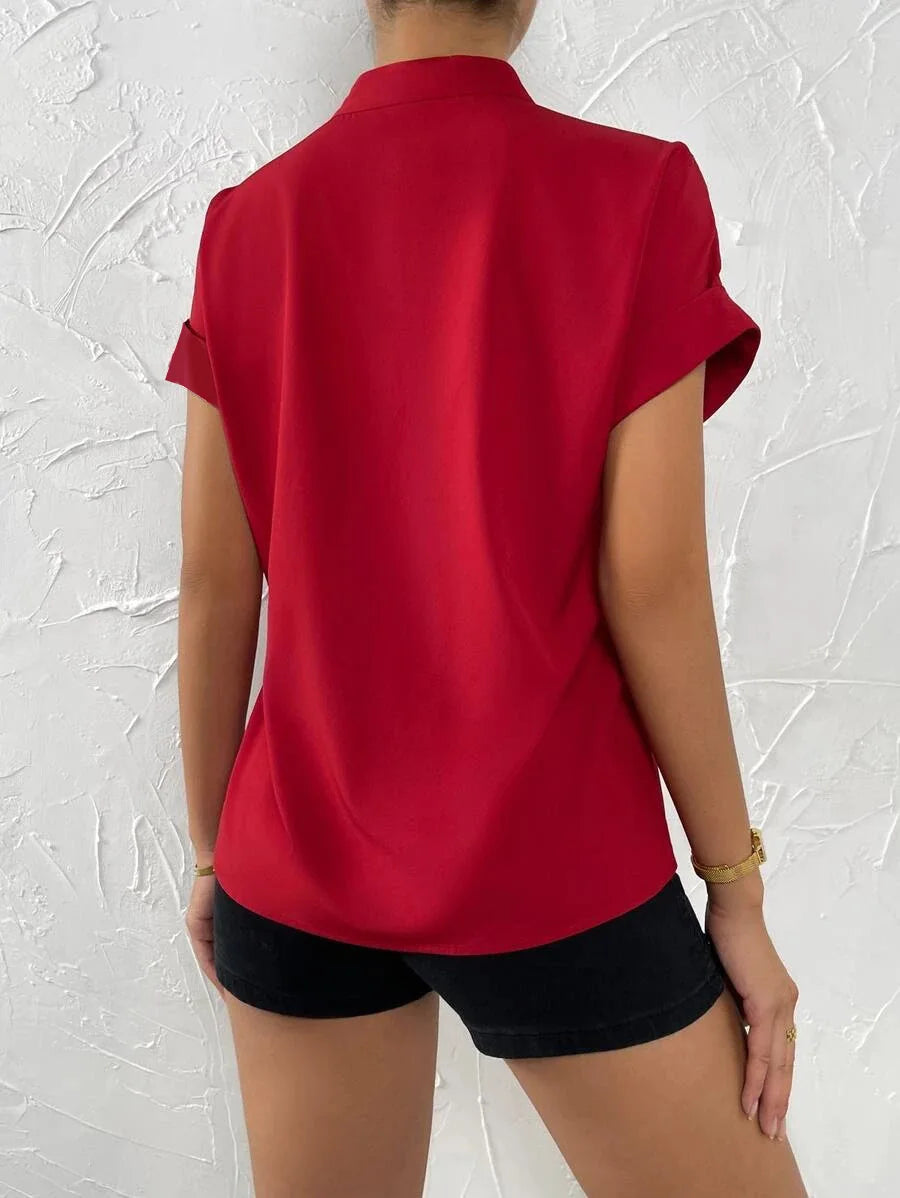 Elegant Summer V-neck Women's Shirt