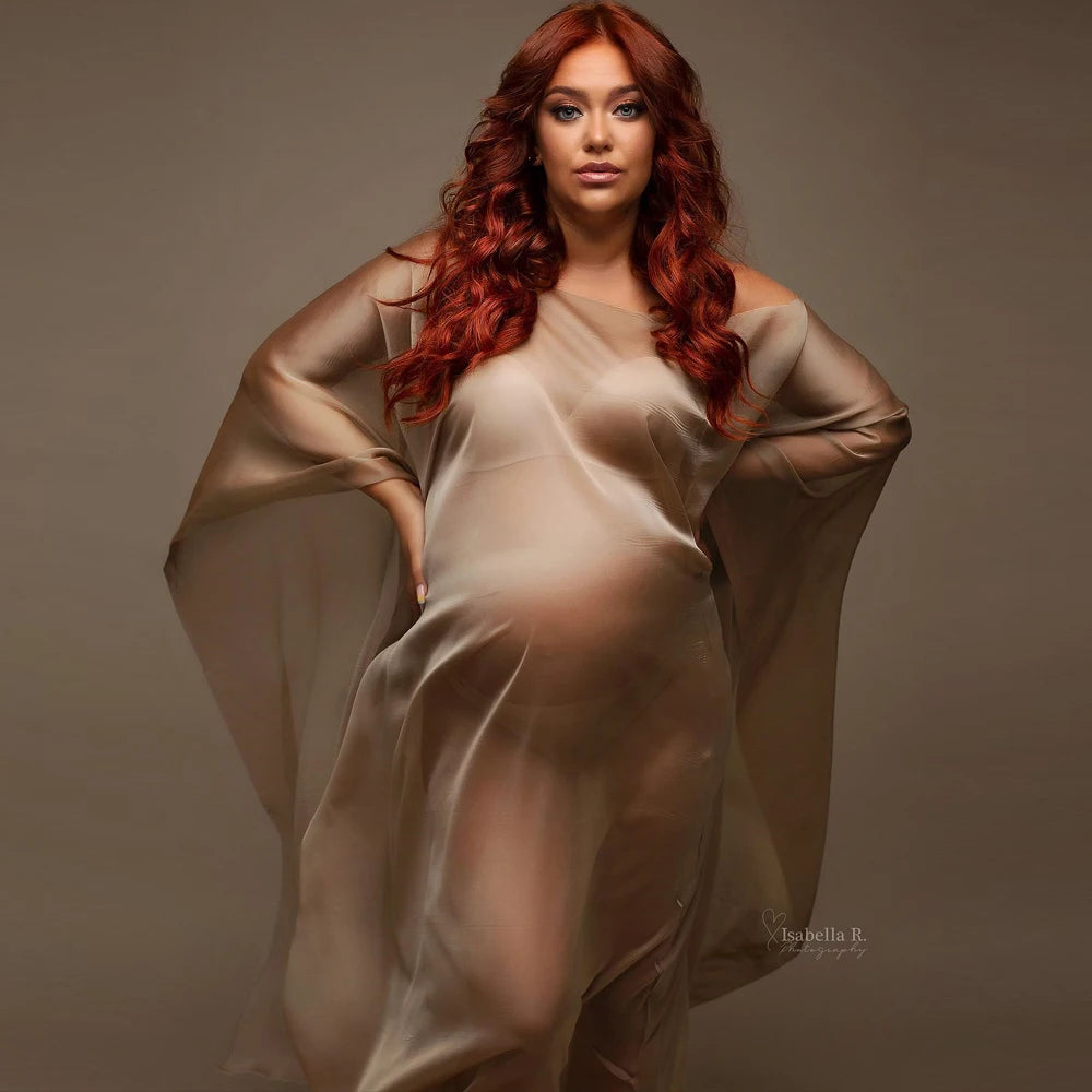 Silk Gown Maternity Photography Dress Chiffon Cloak