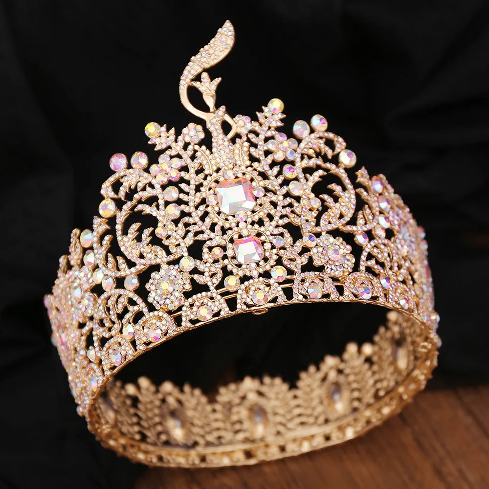 Baroque Rhinestone Crystal Crown Tiaras Hair Accessory For Bridal Wedding & Beauty Pageant