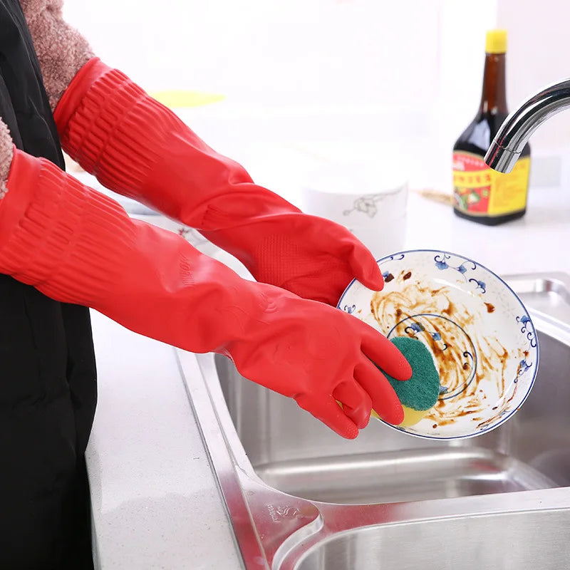 1Pair Lengthen Dishwashing Cleaning Silicone Gloves