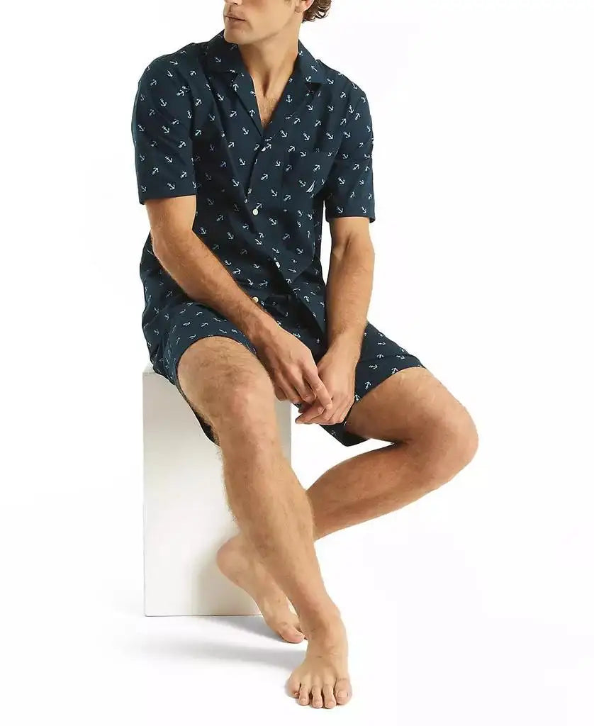 Nautica | Men's Crafted Printed Camp Sleep Pajama Shirt