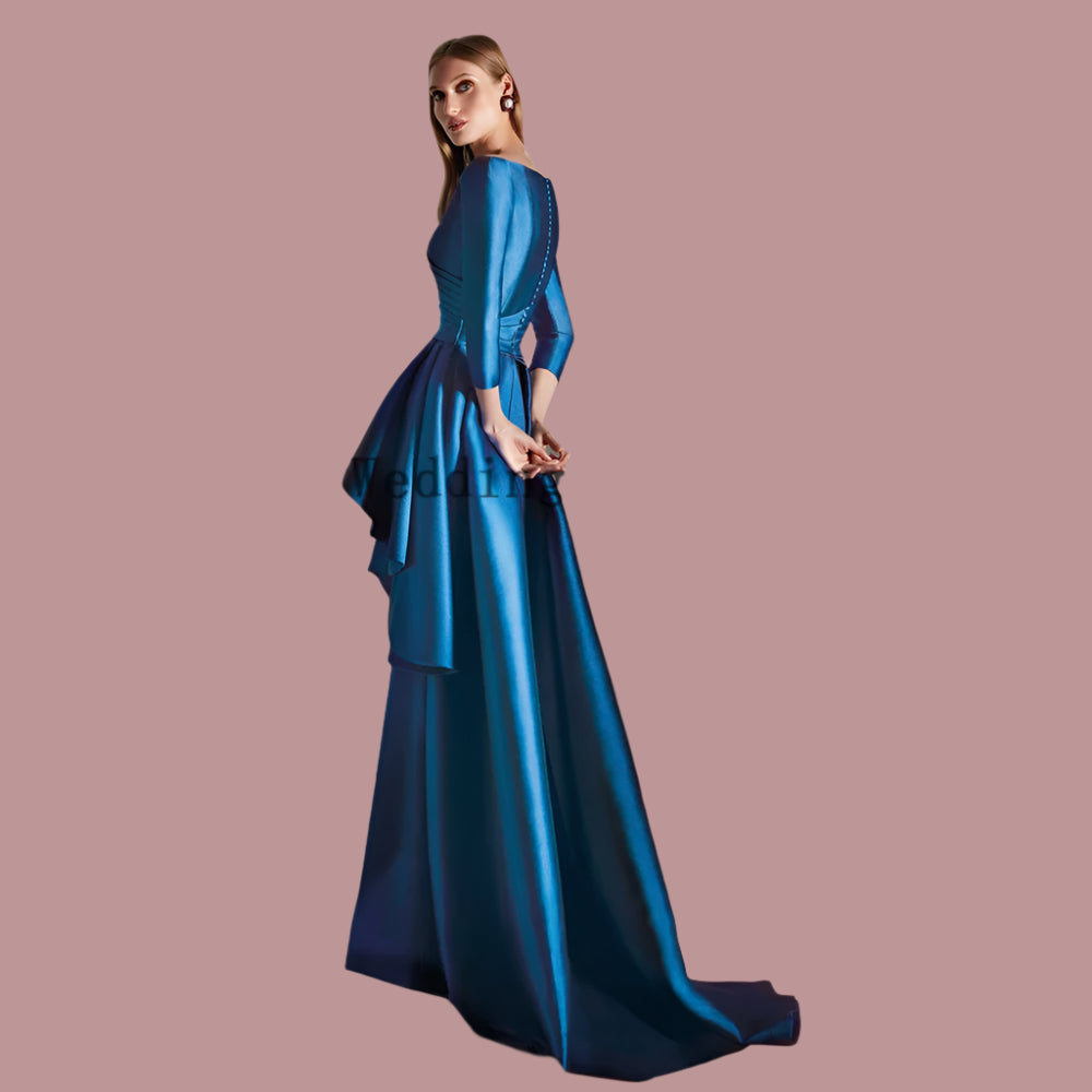 Elegant Mother Of The Bride Dresses V Neck 3/4 Sleeves Mermaid Dress Pleat Floor-Length-More colors