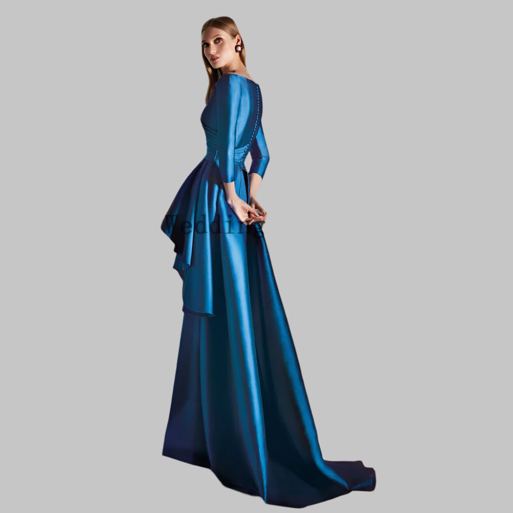 Elegant Mother Of The Bride Dresses V Neck 3/4 Sleeves Mermaid Dress Pleat Floor-Length