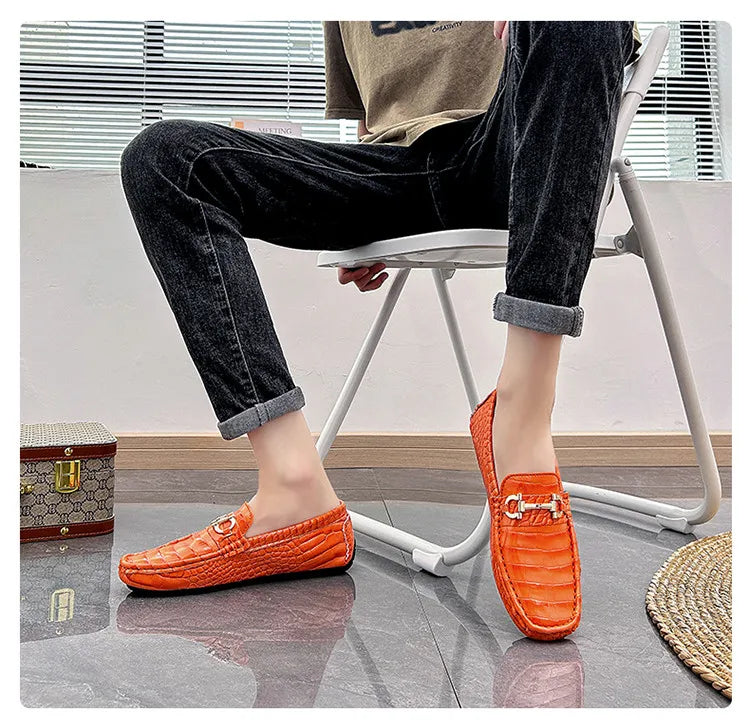 High Quality Luxury Green Snakeskin Leather Men Casual Comfort Lightweight Plus Size 48